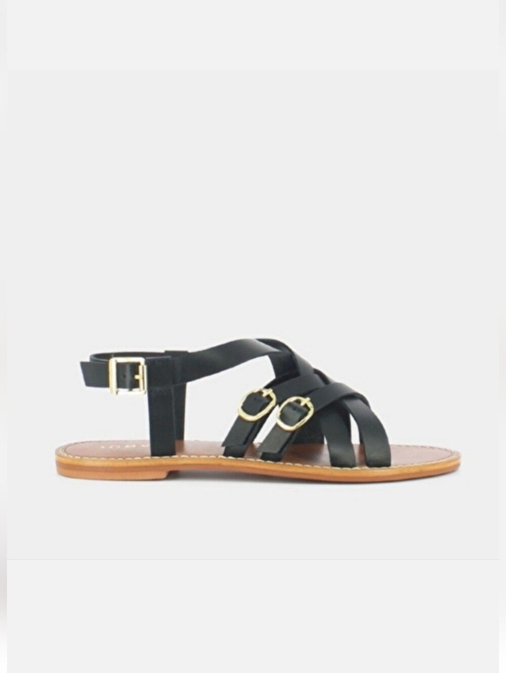 NWB Jonak Paris "Woury" Elegant Black Strappy 100% Leather Sandals